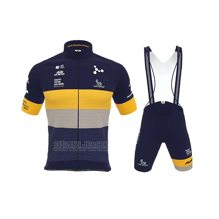 2022 Cycling Jersey Novo Nordisk Deep Blue Yellow Short Sleeve and Bib Short